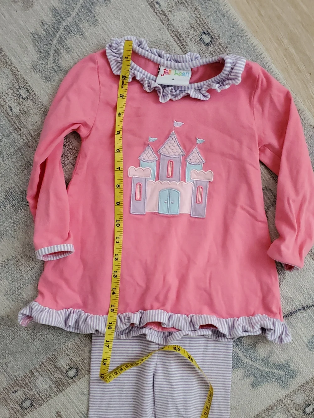 Jellybean Toddler Girls Princess Castle Applique Ruffle Set Matching Outfit Sz2